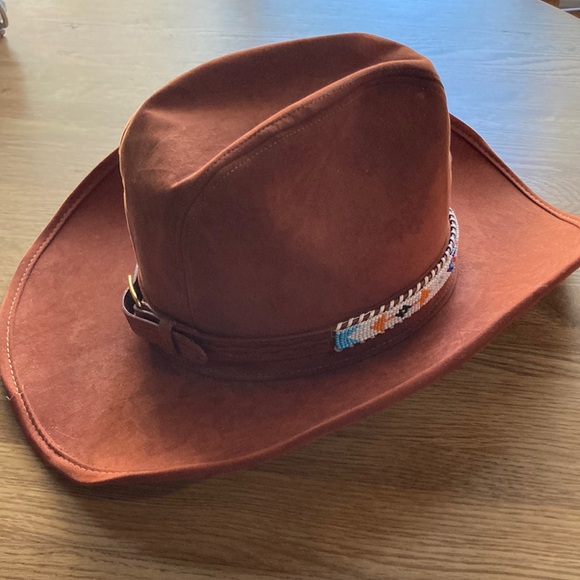 Rust Western Hat with Beaded Band